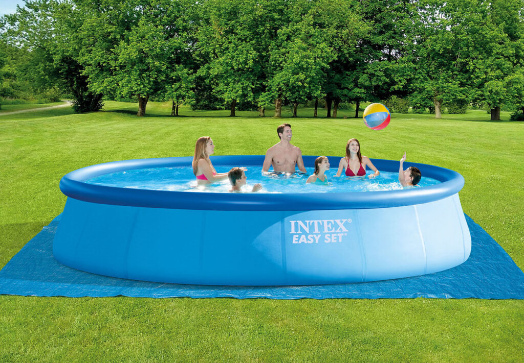Intex 18-Foot-by-48-Inch Inflatable Round Outdoor Above Ground Swimming Pool Set
